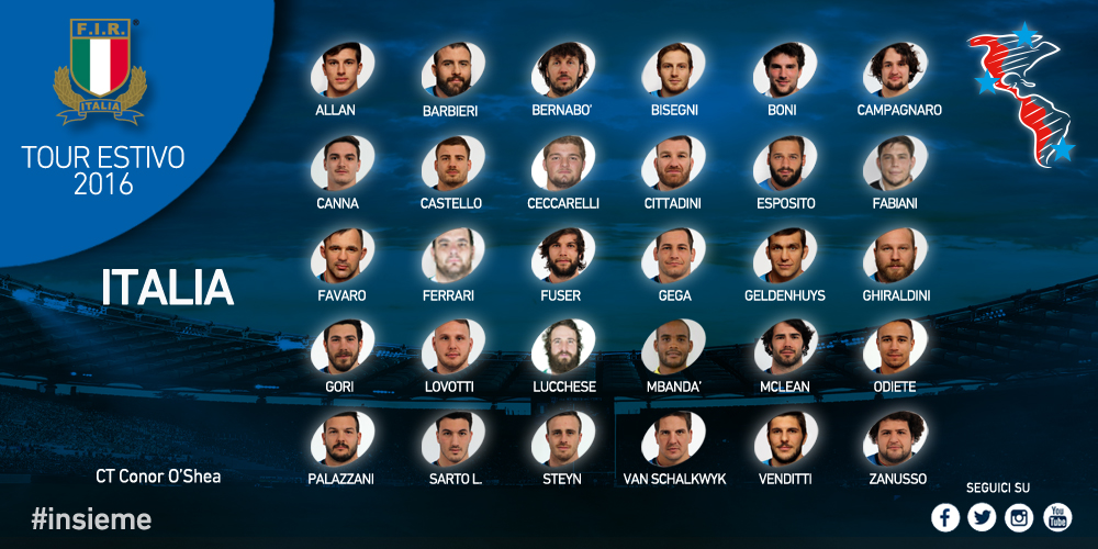 Convocati italia rugby true americhe 2016